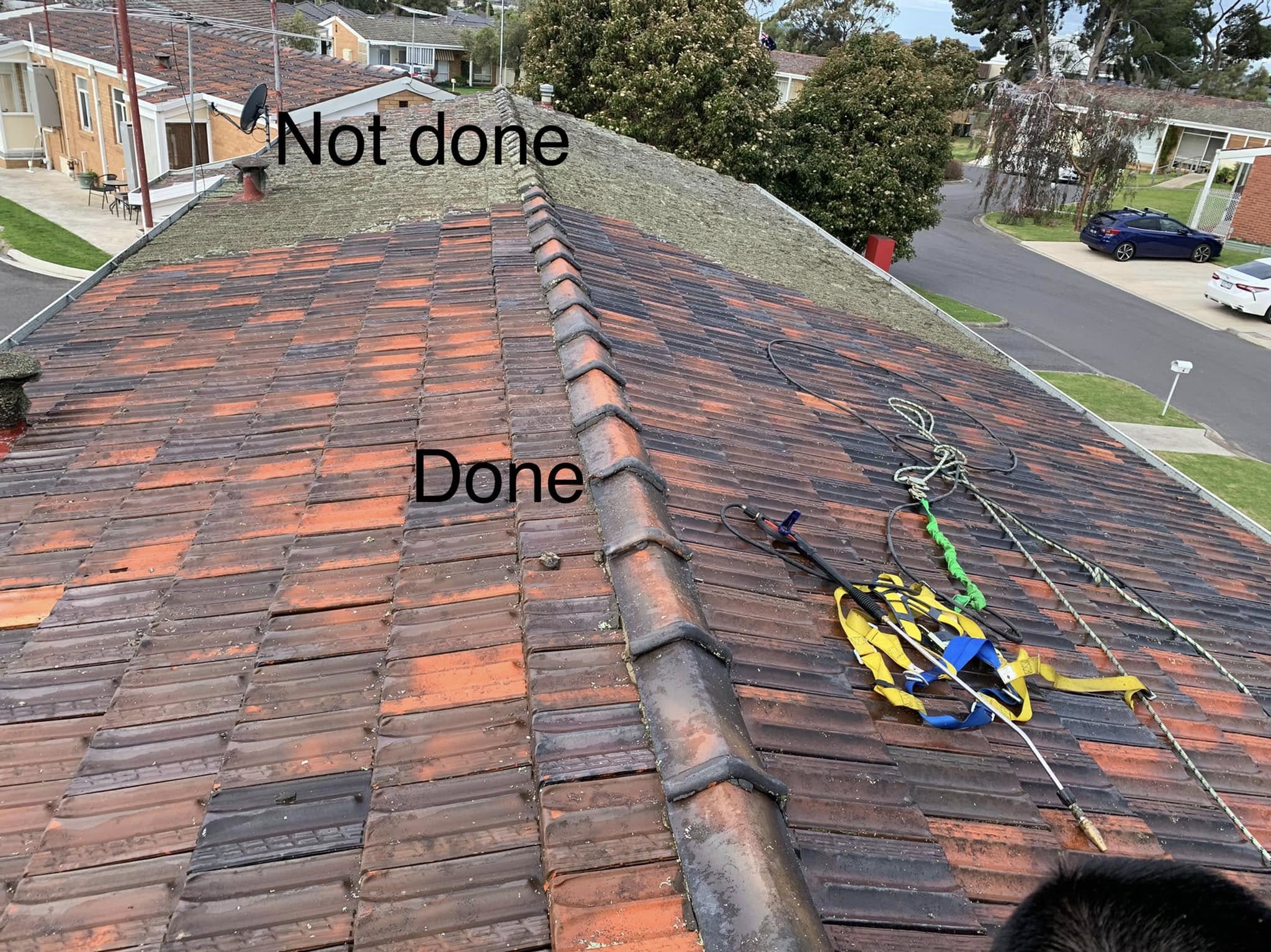 Before and after window cleaning
